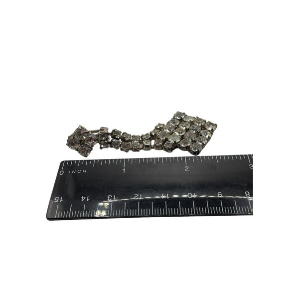 VTG  Mid Century Clear Rhinestone Dangle Drop Clip On Earrings Wedding Prom Read - Picture 10 of 10